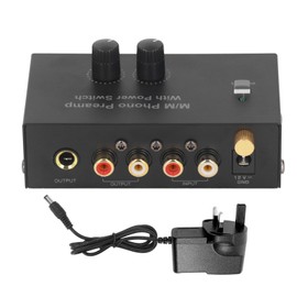 Phono Turntable Preamp Record Player Preamplifier Electronic Sound Stereo Phonograph Preamplifier Low Noise PP500P 100‑240V UK Plug