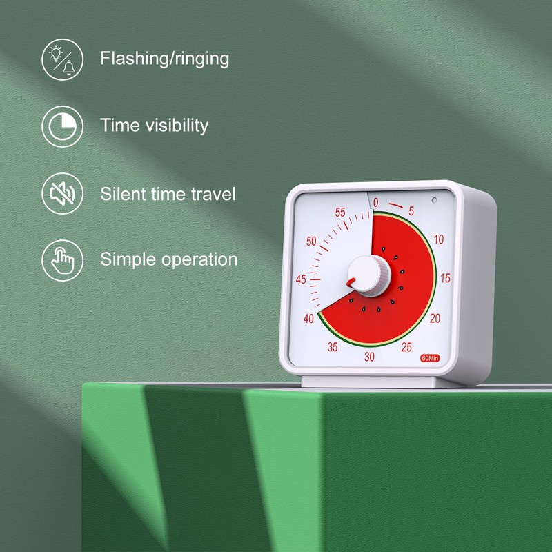 Conchstar 60分 ビジュアルタイマー 子供用 フルーツパターンデザイン ビジュアルカウントダウンタイマー 教室、オフィス、キッチン、ポモドーロタイマー サイレント操作