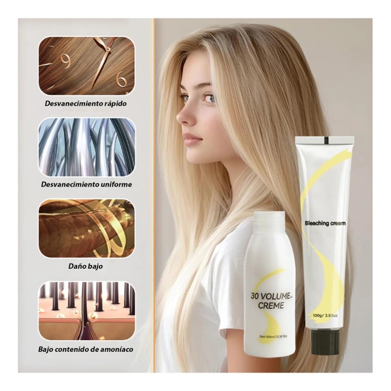Kit Decolorante Para Cabello 100g Y Peroxido 30 Vol 100