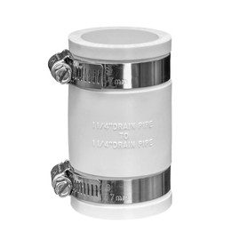 Fernco 1056-125 1-1/4-in. Flexible PVC Pipe Coupling for Cast Iron and Plastic Plumbing Connections in White