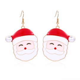 Santa Claus Pearl Dangling Drop Earrings for Women Girls Christmas Dangle Earrings Cute Holiday Dangling Hook for Festival Decorations Xmas Party Jewelry
