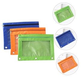 Gatuida 3Pcs Oxford Zipper Binder Pouches Transparent Document Storage Bags Orange Blue Green for School and Office Organization and Practical File Holder