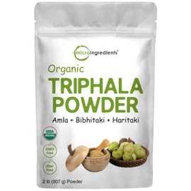 Micro Ingredients Organic Triphala Powder, 2 Pounds (Amla + Haritaki + Bibhitaki) | India Origin, Herbal Adaptogen Supplement, Supports Colon & Immune Health | Vegan, No GMOS