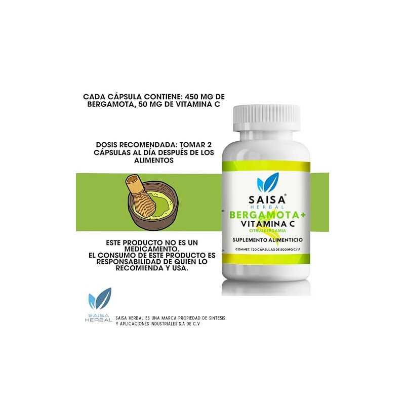 Bergamota Cítrica Y Vitamina C 120 Cápsulas Saisa Herbal