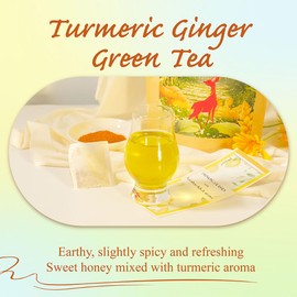 WT WEETEE Turmeric Ginger Green Tea Bags, 100 Count Made Turmeric, Ginger Root, Cinnamon and Honey Flavoring, Natural Caffeine-free Spice Tea