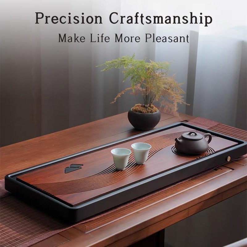 JIKUGO Bamboo Tea Tray Home Office Japanese Tea Set Tea