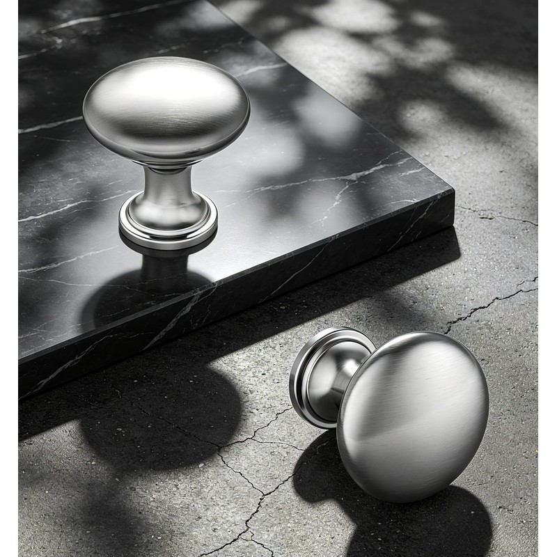 3 Pack 1-1/6 Inch Satin Nickel Round Cabinet Knobs, Solid