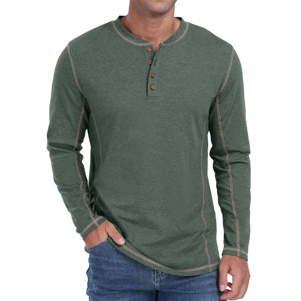 Sailwind Men's Henley Shirts Long Sleeve Casual Classic Tee Cotton