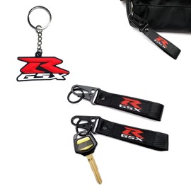 XIDAODIT Motorcycle Key Ring 3D Embroidery keychain for Suzuki GSXR 600 750 1000 GSX1300R GSF 650 K1 K2 K3 K4 K5 K6 K7, Black, 1