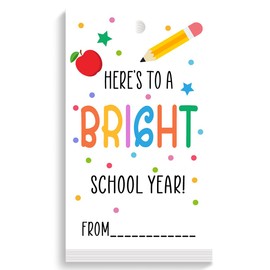 Back to School Gift Bag Tags,Here is to a Bright School Year Happy First Day of School Gift Tags,Teacher Appreciation Gift Tags,Welcome Back to School Gift Tag for Student