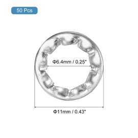 sourcing map M6 50Pcs Internal Tooth Washers, 304 Stainless Steel Tooth Locking Ring Washers Quick Speed Star Nut Locking Fastener Fastener, Silver