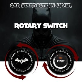 EPOCHHIKE EPOCHHIKE Rotary Push Start Button Cover, Engine Start Stop Button Cover, Motorcycle Ignition Key Switch Cover, Start Stop Button Cover Decoration DIY Car or Motorcycle Interior Decor (Bat-Black2)