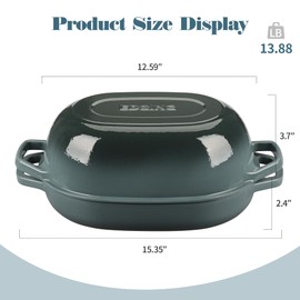 EDGING CASTING Enameled Cast Iron Dutch Oven Pot with Lid, Oval Dutch Oven for Bread Baking, Bread Oven for Homemade Sourdough Bread Baking, 7qt, Slateblue