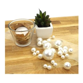 120 Large Mix Beads Decorative Beads Mix Large and Small Various Sizes 30 mm 24 mm 10 mm 14 mm 18 mm White Pearl Shimmer Effect