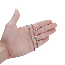 FOSIR Mens Round Box Chain, Stainless Steel Rolo Chain Necklace for Women Men, 2/3/4mm Wide, 18/20/22/24/26/30 Inch