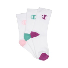 Champion Kids Sports C Logo Crew Socks, Pink Matter/Finnigan/Bruised Berry (3 Pack), Large
