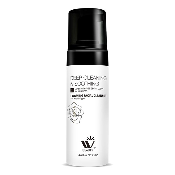 WBM Limpiador facial espumoso, removedor de maquillaje y lavado facial diario para piel grasa, 4.2 onzas líquidas