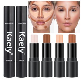 Kaely 4 Color Highlighter Contour Stick,Cream Contour Palette Kit for Beginners,Bronzer Contouring Sticks,contorno maquillaje para mujer en oferta,Concealer Stick Primer Face Makeup Brightener  Smooth Water Proof bronzer - Color: A-Set01-02+03