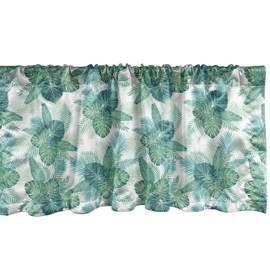 Lunarable Tropical Falda para Cortina, Arte de Hojas de Selva exótica, Decorativa con Estampa Digital y Doblez para Barral, 54" X 12", Teal Aguamarina