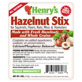 Henry's Hazelnut Stix: All-Natural & Fresh Squirrel and Hamster Treats, 4 Ounces