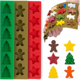 Christmas Silicone Molds Set | 3-Pack of Christmas Tree, Star & Gingerbread Man - Durable Mini Molds for Baking, Candy, Crafts & Ice Cubes Treats
