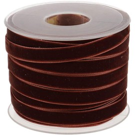 POFET 20 Yard 10mm Wide Velvet Ribbon Roll for Crafts Decoration - Coffee