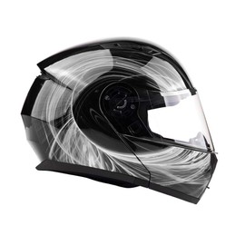 Typhoon TH158 Adult Modular Motorcycle Helmet DOT Dual Visor Full Face Flip-up - Black White Large