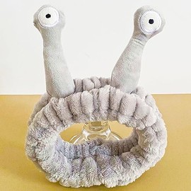 Jowmoy Cute grey Snail Headband, Headband to Wash Face for Women Makeup Shower Spa Headband