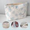 Blue Floral Makeup Bag,Cosmetic Bag for Women, Large Capacity Toiletry