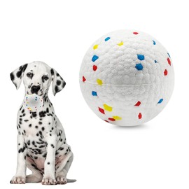 PETSLA Dog Ball Toys for Aggressive Chewers, Indestructible Dog Ball Float On Water Fetch Bouncy Durable Solid TPR Rubber Ball for Power Chewers (S Polka Dot Color 1PK)