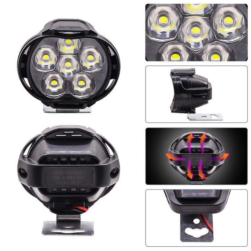 Aoling Motorcycle Fog Lamp, 12V Small LED Light, Bike Auxiliary