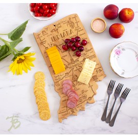 Totally Bamboo Destination Indiana State Shaped Serving and Cutting Board, Includes Hang Tie for Wall Display