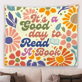 MNASAIOO It's A Good Day to Read A Book Classroom Wall Tapestry Hanging, Floral Flower Reading Tapestries Wall Decor Gifts for Women Kids Book Lovers School Library Reading Nook Corner Dorm 50x60inch