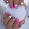 GlamRays Short Press-On False Nails with Cartoon Heart Designs Cute