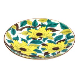 Kutani Ware Blue Suburban Kiln No. 5 Plate, Old Kutani Iroe Peony Pattern MC-508