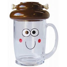 サンアート おもしろ食器 「 原始人 」 母ちゃん ビールグラス・ジョッキ 300cc クリア SAN2088