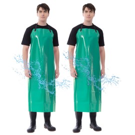 VICOGARAD 2 Pack Heavy Duty Vinyl Waterproof Apron 47 Inch, Oil & Chemical Resistant Work Apron for Unisex Adult, Extra Long PVC Aprons with Adjustable Bib for Dishwashing, Dog Grooming, Butcher, Lab