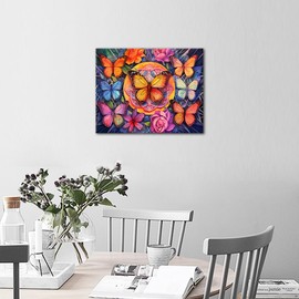 TUMOVO DIY Painting by Numbers Rainbow Butterfly, Graceful Butterflies Paint by Numbers Kit for Adults Beginner, Butterflies DIY Oil Painting Kits Art, Wall Decor Crafts for Living Room(40x50cm)