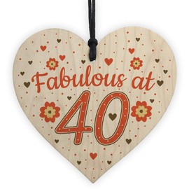 RED OCEAN Fabulous At 40 50th 40th 60th Birthday Gifts For Women Men Wooden Heart Decoration Card Accessories