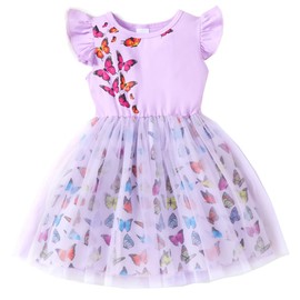 Butterfly Dress for Girls Purple Tulle Tutu Dress Toddler Girl Wedding Lavender Easter Dresses 3T