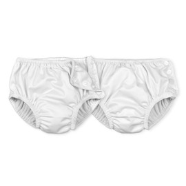 i play. by green sprouts Snap Reusable Swim Diaper (2pk) | No other diaper necessary, UPF 50+ protection,White/Snap,6 Months