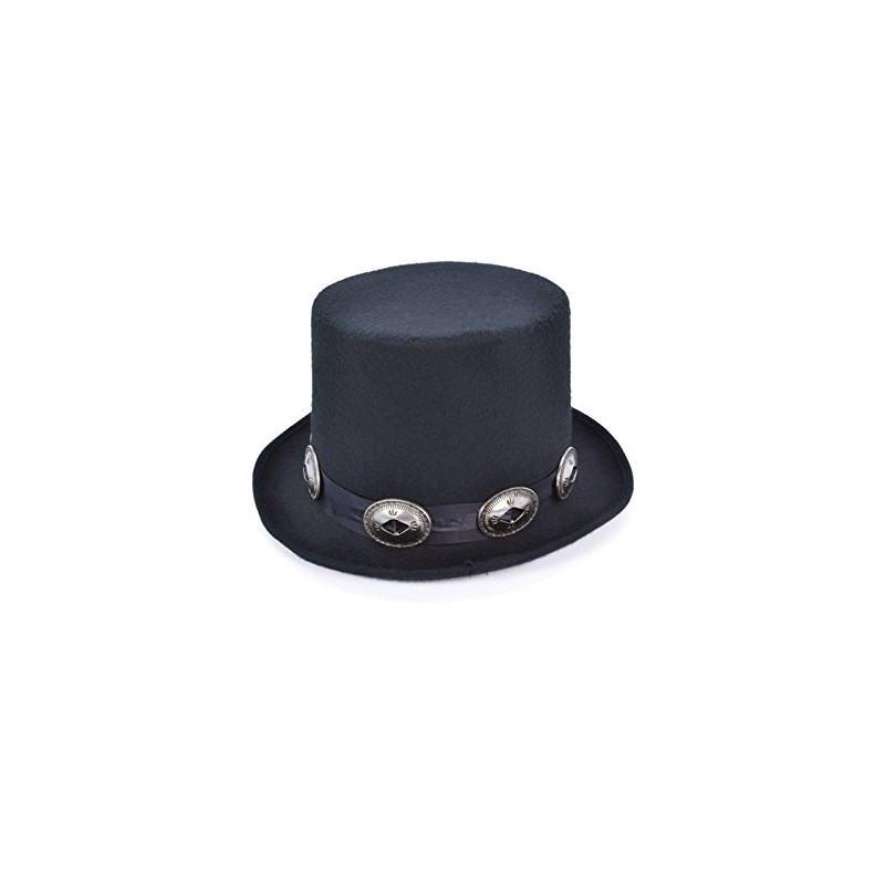 8in1 1980s Rockstar Slash Style Black Top Hat with Band