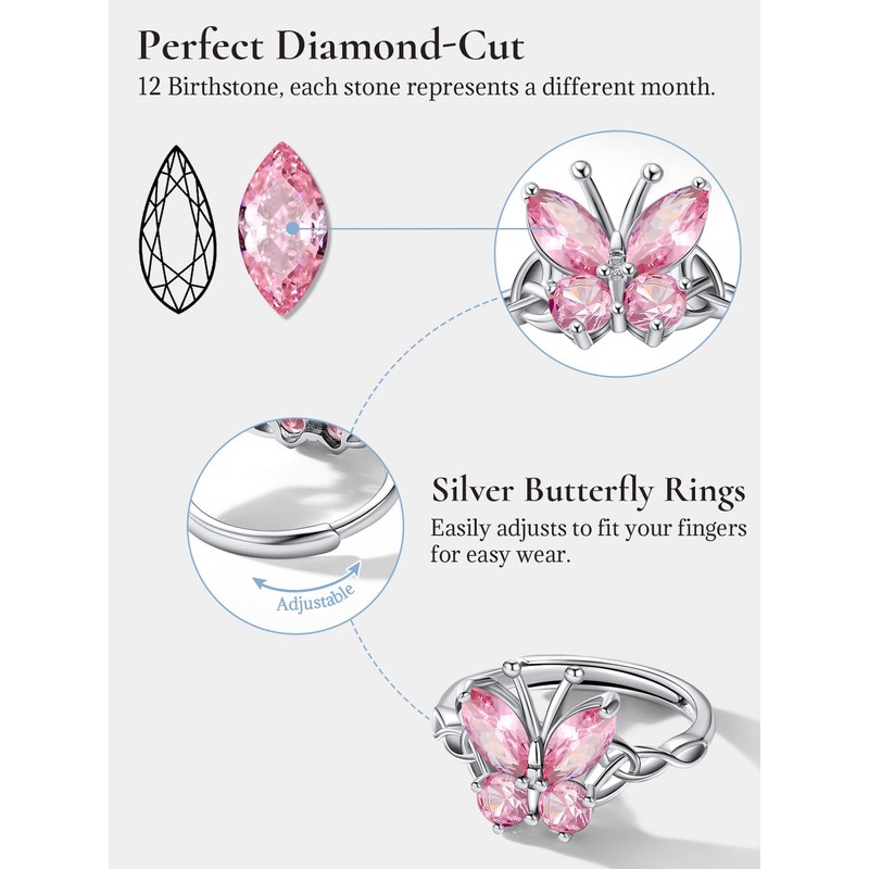 SILVERCUTE Statement Pink Ring Sterling Silver Celtic Knot Design Luxury