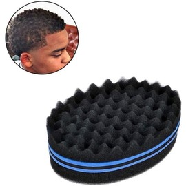 1Pc Black Magic Barber Sponge Brush Curl Twist Hair Sponge Big Holes Double-Sided Comb Twist Hair Wave Brush Afro Curling Coil Care Dreads Locking Suitable For Curly Brushes Styling Hairbrushes