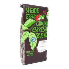 Trader J's Shade Grown Ground Espresso Blend, 100% Arabica Beans, Dark Roast, Fine Grind 14 oz/397g (Pack of 1)
