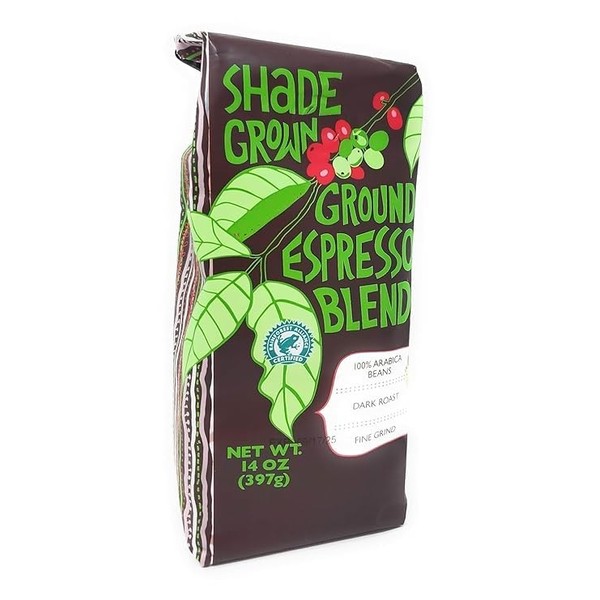 Trader J's Shade Grown Ground Espresso Blend, 100% Arabica Beans,