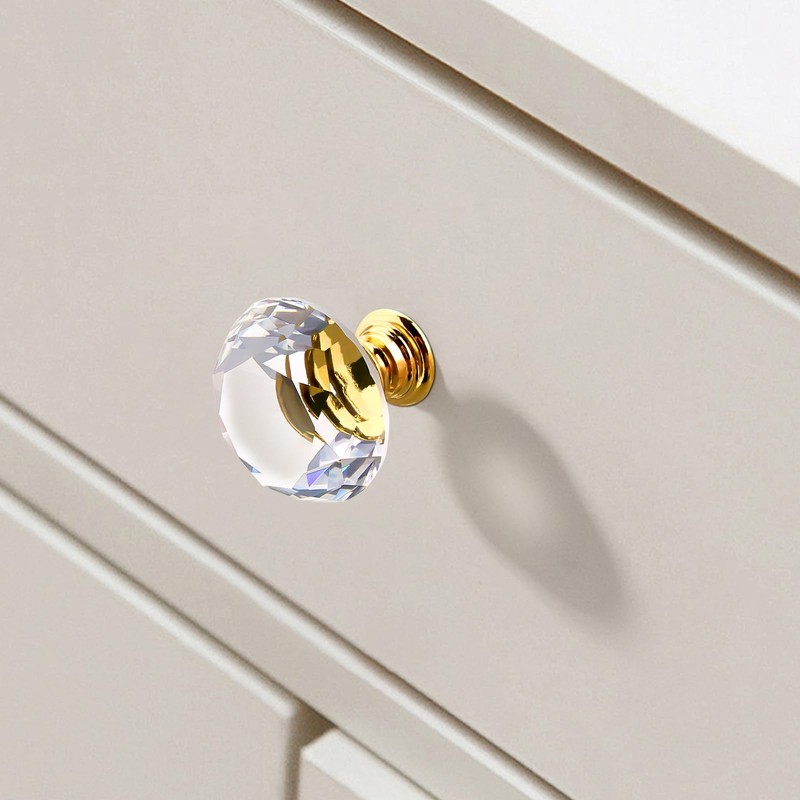 Qshare 6 Pack Crystal Knobs Cabinet Knobs,Single Hole Pull Handle