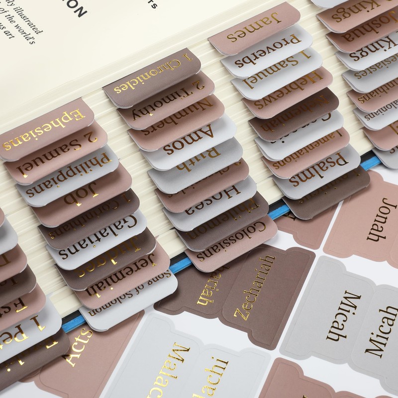 Mr. Pen- Bible Tabs, 75 pcs, Warm Mocha, Gold Foil