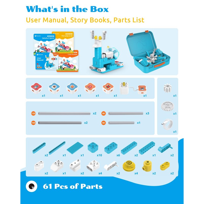 WhalesBot A3 12-in-1 STEM Blocks Coding Robot Kit for Kids,