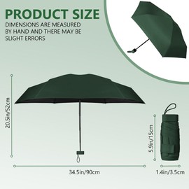 Aolso Travel Umbrella, 6 Ribs Mini Umbrella Small UV Umbrella, Folding Sun Umbrella Windproof Rain Umbrella with Capsule Case, Folding Travel Umbrella Portable Pocket Umbrella for Men Women (Green)